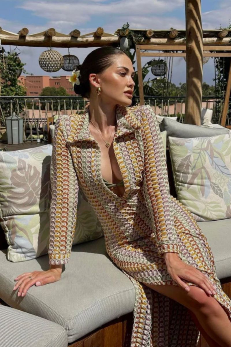 Midikleid Delphine en Crochet à V-Ausschnitt