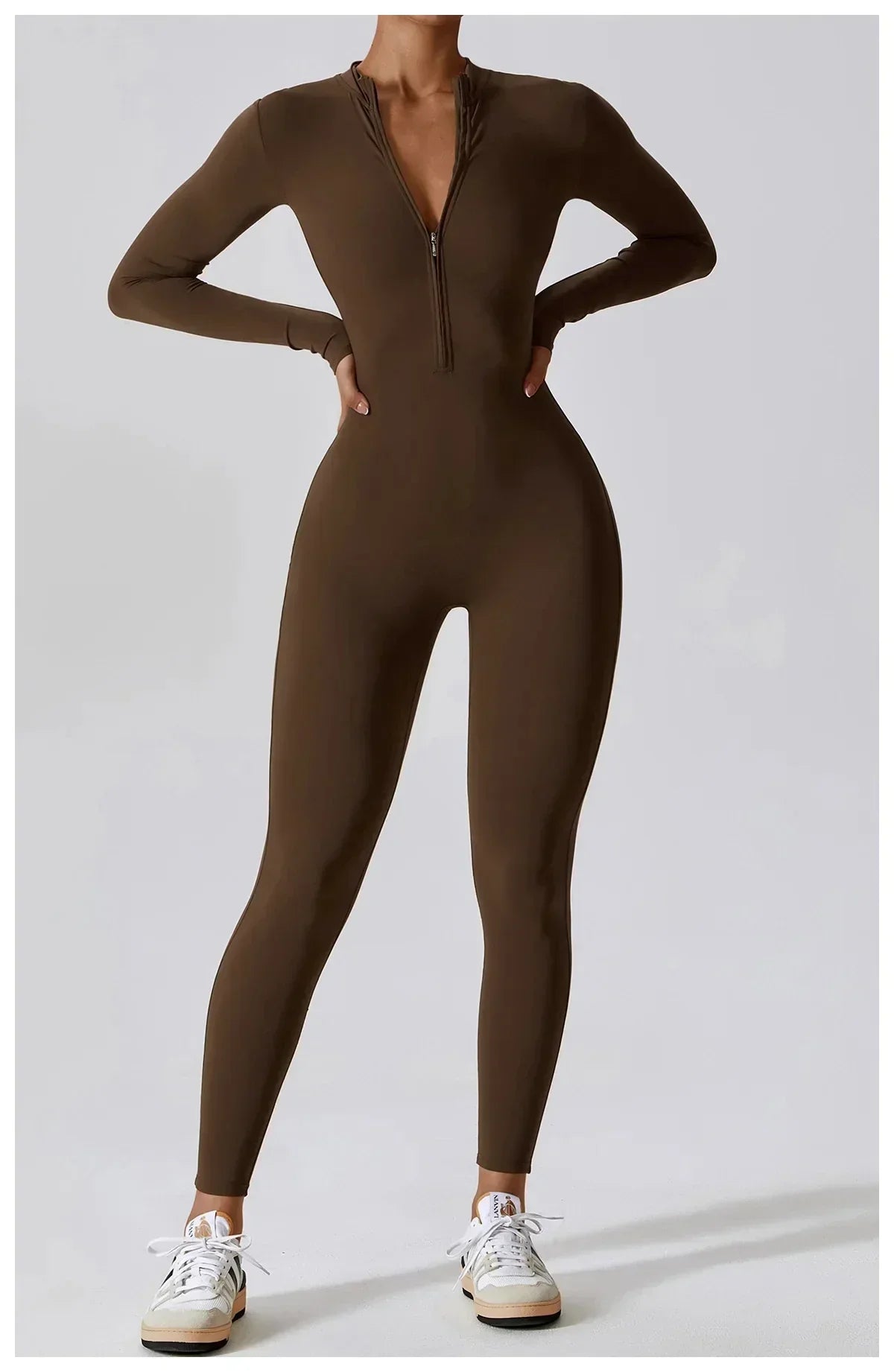 Jumpsuit Longue Manche en Nylon Unicolore