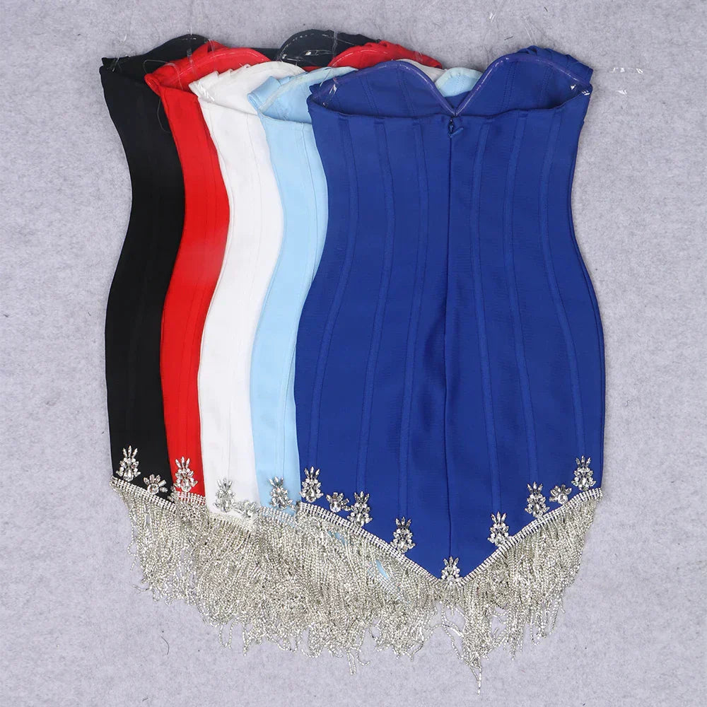 Mini-Bandage-Kleid Candy Strass en Taille S