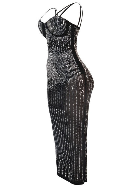 NICOLE DIAMANTÉ MESH KLEID