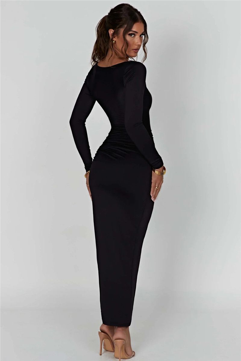 Robe Maxi Anni en Tissu Doppellagig Noir et Rouge