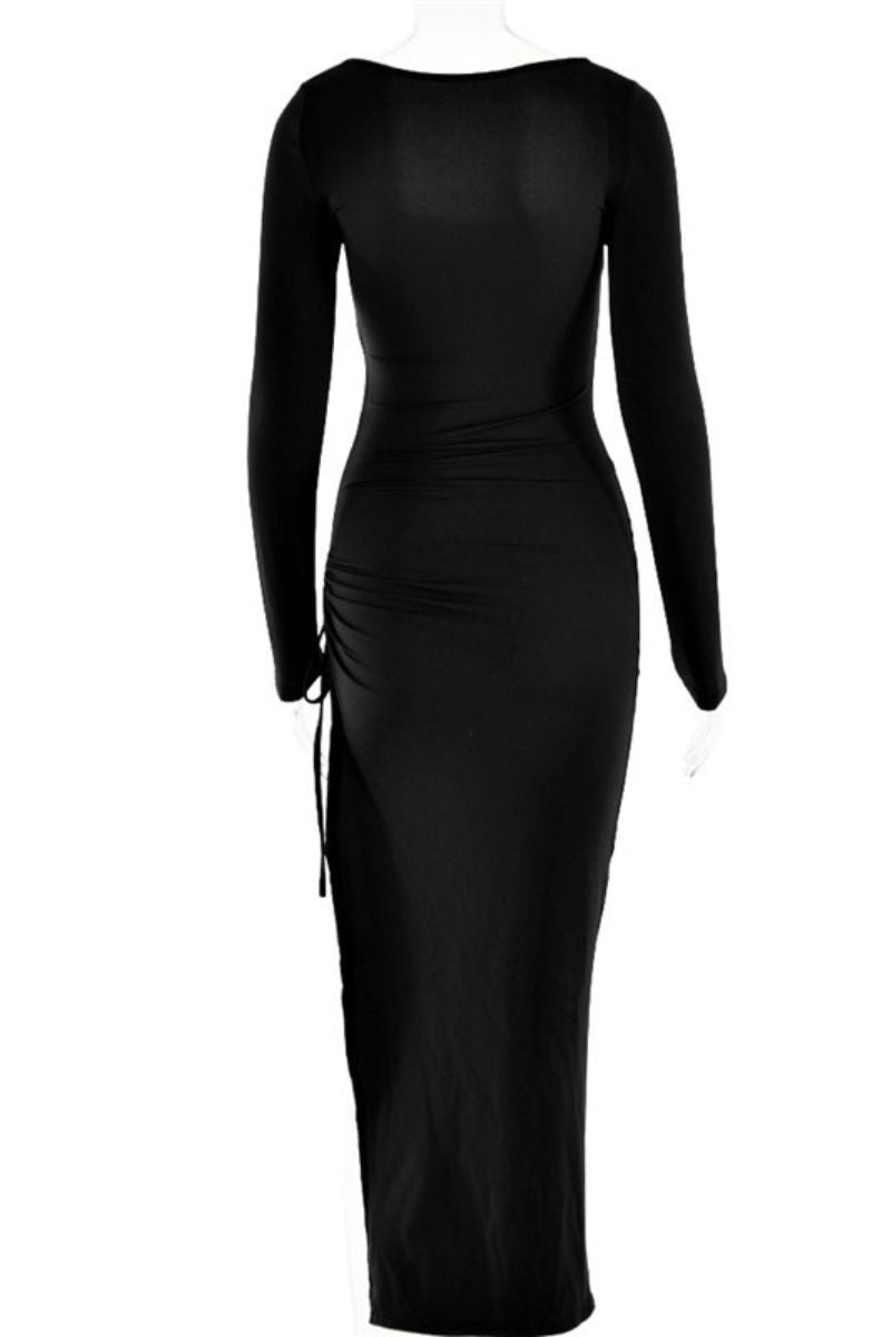 Robe Maxi Anni en Tissu Doppellagig Noir et Rouge