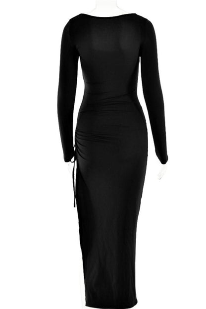 Robe Maxi Anni en Tissu Doppellagig Noir et Rouge