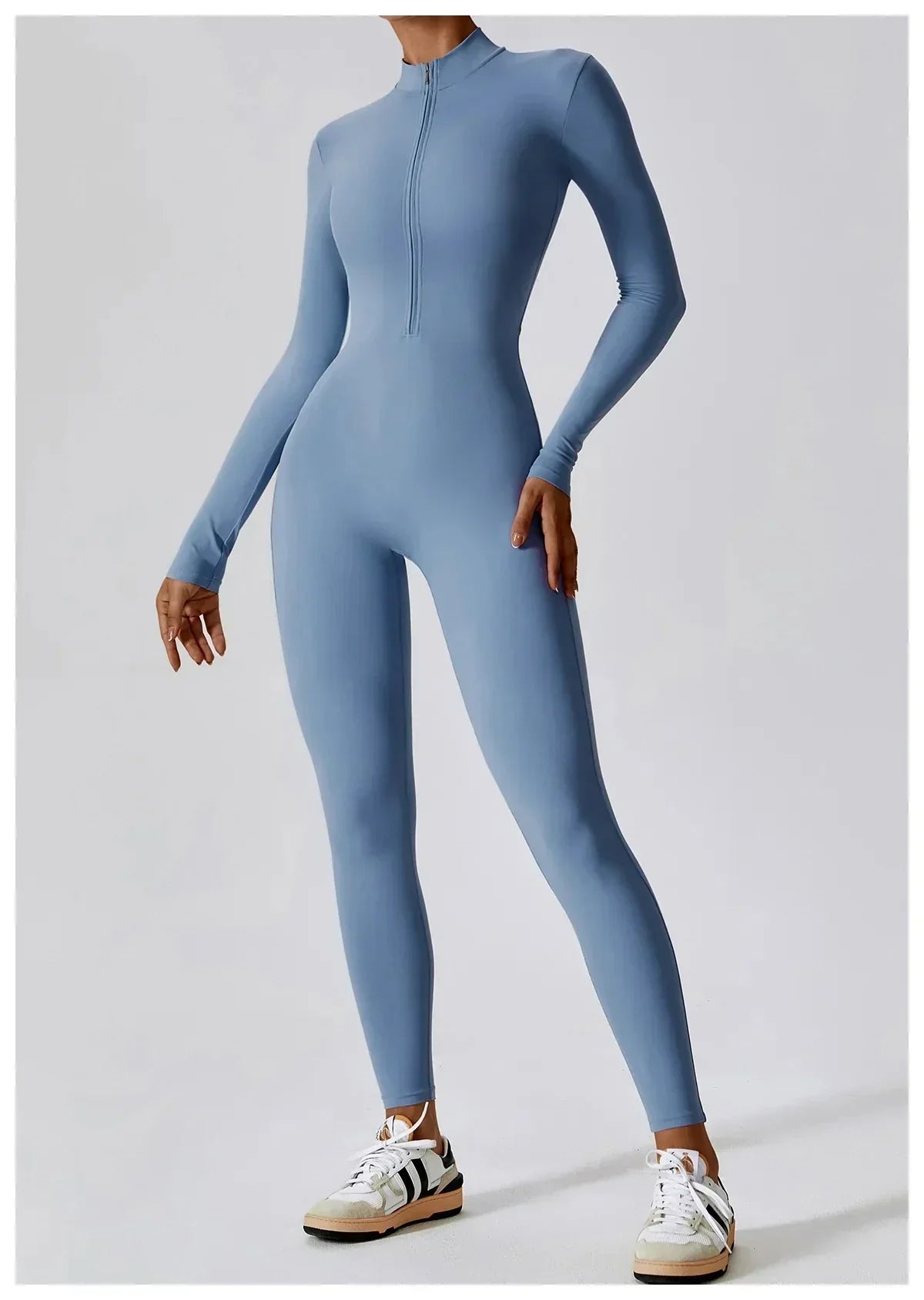 Jumpsuit Longue Manche en Nylon Unicolore
