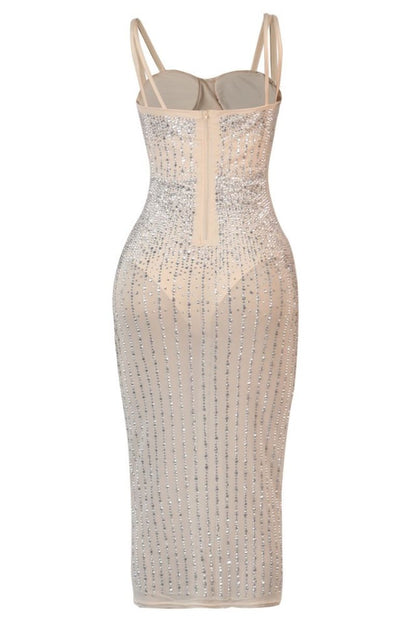 NICOLE DIAMANTÉ MESH KLEID