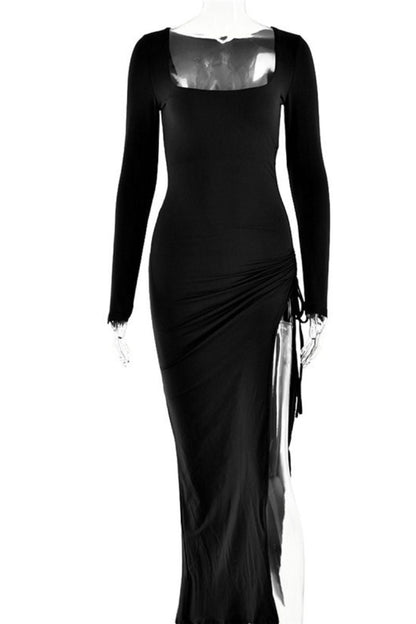 Robe Maxi Anni en Tissu Doppellagig Noir et Rouge