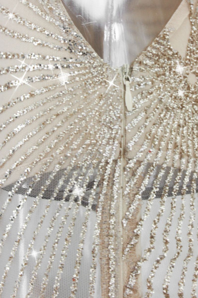 Robe Christina Diamante V-Ausschnitt avec Strass