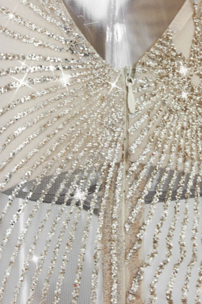 Robe Christina Diamante V-Ausschnitt avec Strass