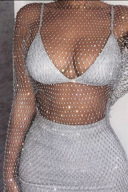 Crystal Long Diamanté Cover Up Glamour