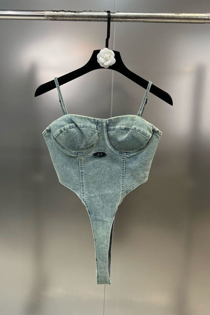 Top en Denim Bodya Élégant et Durable