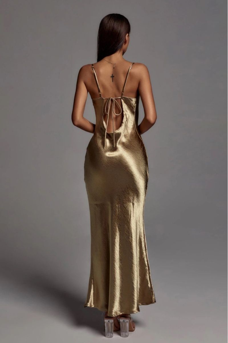 Robe AMMOS en Polyester Doré pour Occasions Formelles