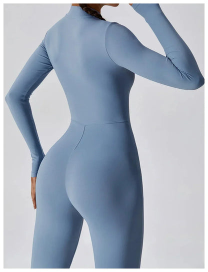 Jumpsuit Longue Manche en Nylon Unicolore