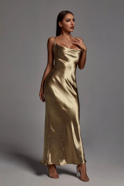 Robe AMMOS en Polyester Doré pour Occasions Formelles