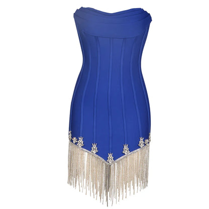 Mini-Bandage-Kleid Candy Strass en Taille S