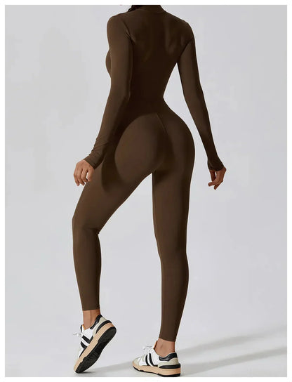 Jumpsuit Longue Manche en Nylon Unicolore