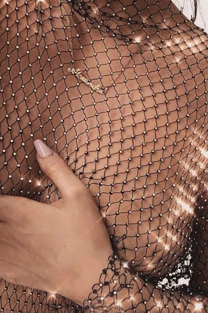 Crystal Long Diamanté Cover Up Glamour