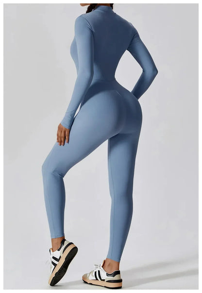 Jumpsuit Longue Manche en Nylon Unicolore