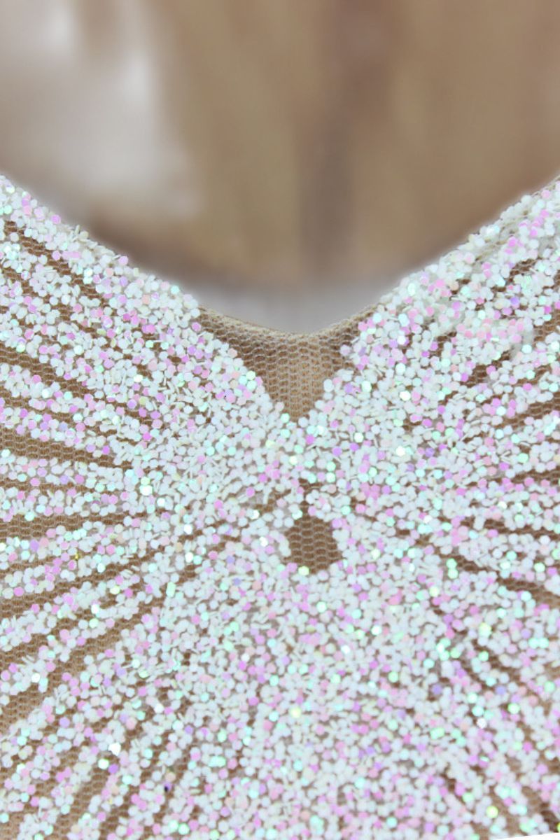 Robe Christina Diamante V-Ausschnitt avec Strass