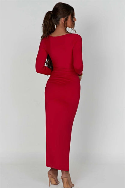 Robe Maxi Anni en Tissu Doppellagig Noir et Rouge