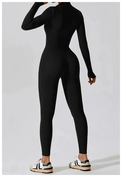 Jumpsuit Longue Manche en Nylon Unicolore