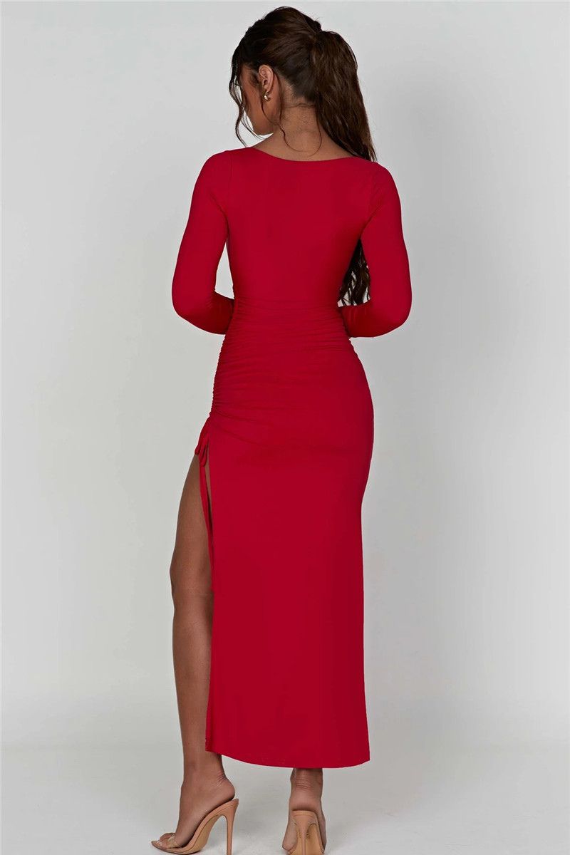 Robe Maxi Anni en Tissu Doppellagig Noir et Rouge