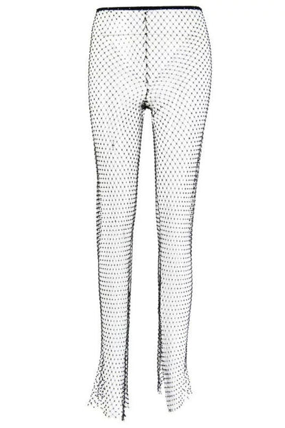 J.LO | Hochwertige Fischnetzhose mit Schlitz und Diamant-Mesh
