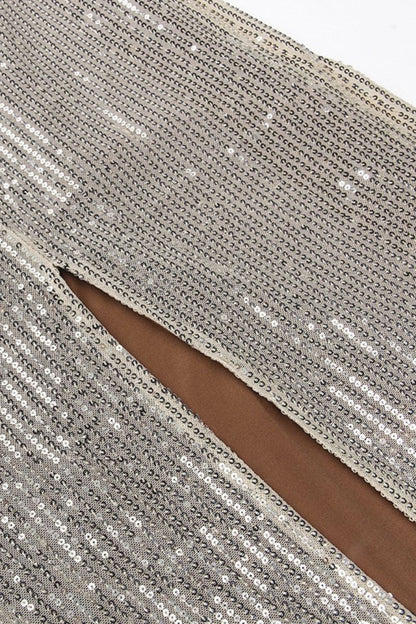 Maxi-Kleid Andrina Beige mit Perlenbesatz