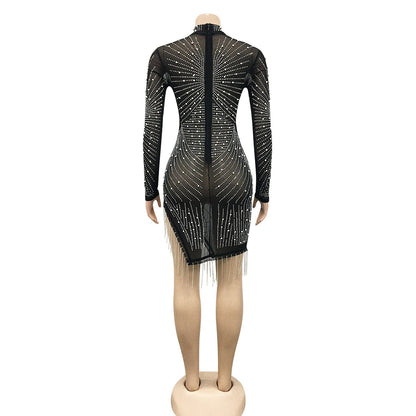 QUEEN | DIAMANTÉ MESH KLEID