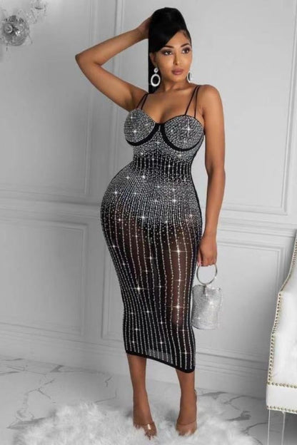 NICOLE DIAMANTÉ MESH KLEID