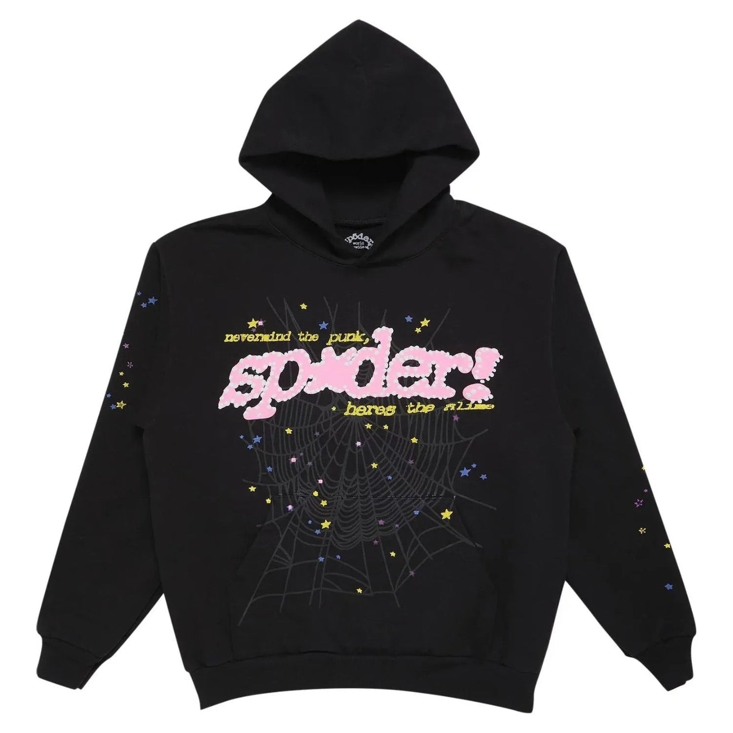 Hoodie Sp5der Noir/Rose