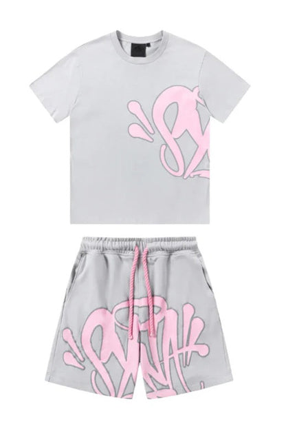 Ensemble Court Graffiti Gris/Rose