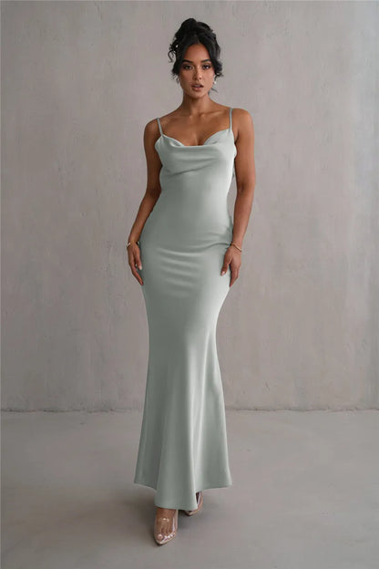 Robe en Satin Bronzé avec Détails Floraux