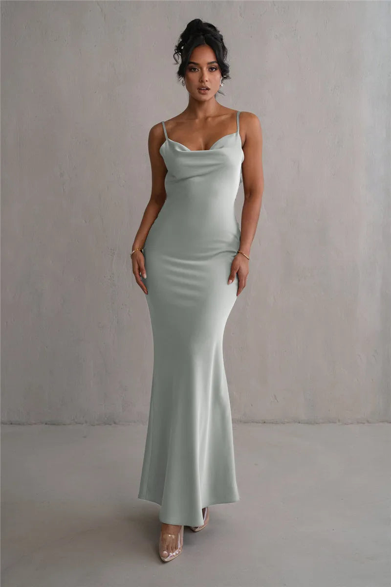 Robe Satin Bronzée avec Détails Floraux