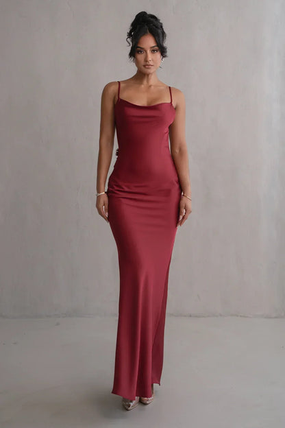 Robe en Satin Bronzé avec Détails Floraux