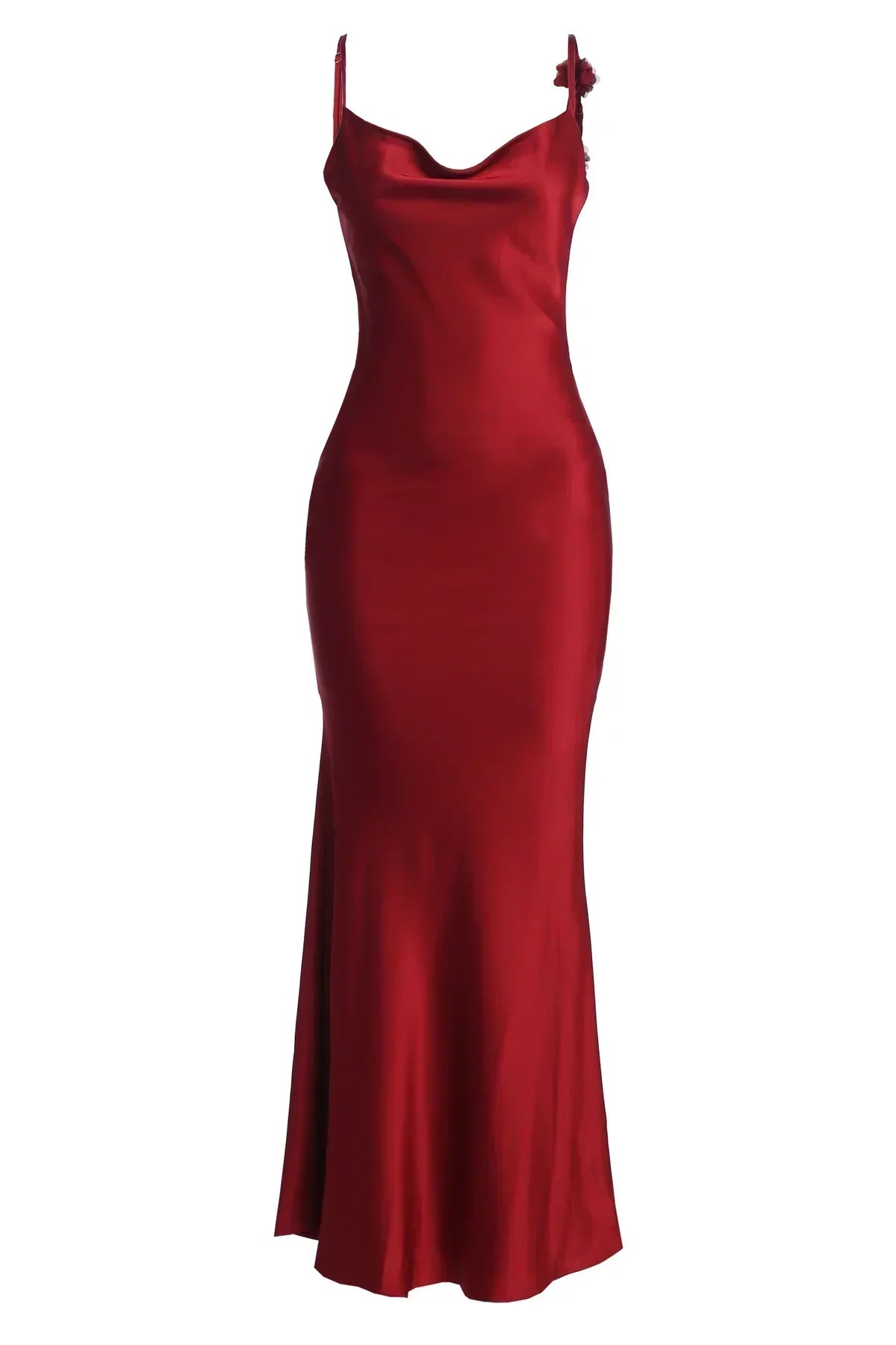 Robe Satin Bronzée avec Détails Floraux